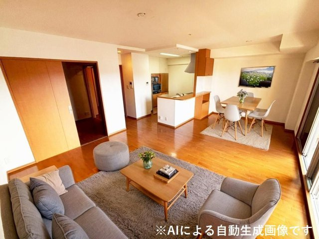 ※AIによる自動生成画像です　爽やかな自然光が舞い込み、家族との憩いのひとときを過ごす寛ぎの場