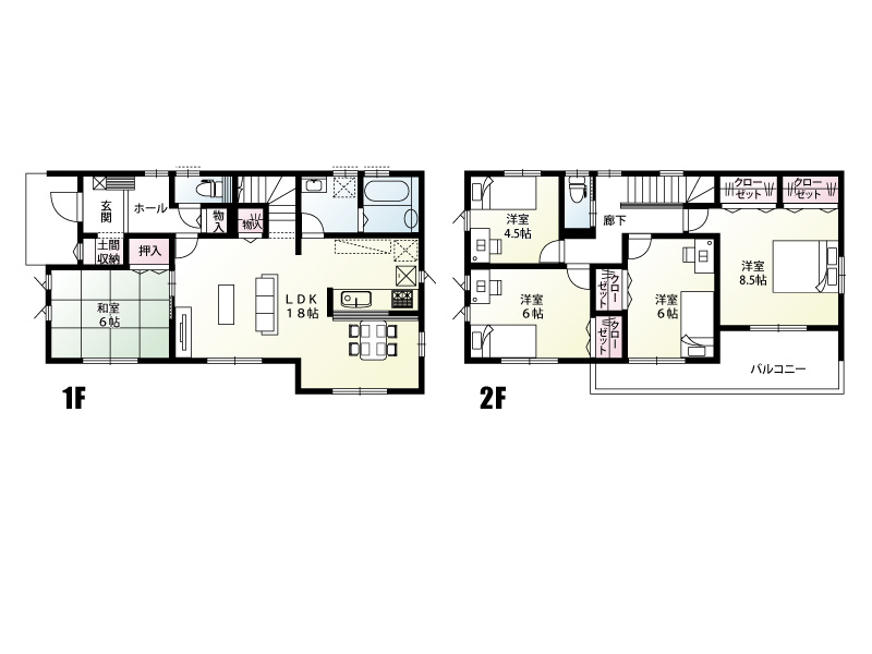 6号棟　建物面積112.61？（34.06坪）16帖超のLDKと和室が隣接する広々空間！土間収納や各室クローゼットなど収納が充実し、2階全居室6帖以上で快適に暮らせるファミリー向け4LDKです。