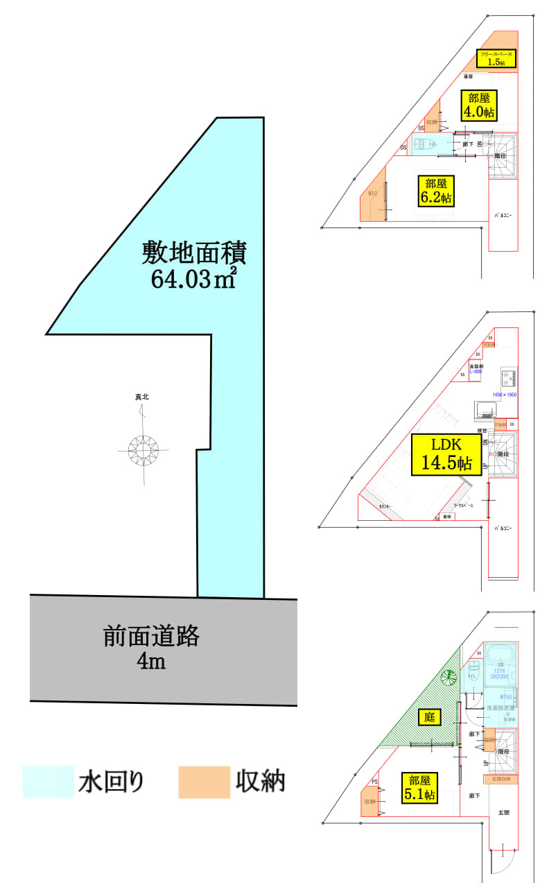 土地図＋建物プラン例