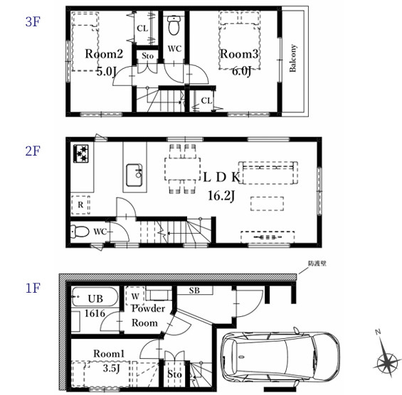 3LDK+ビルトイン車庫/建物面積86.17？（22.83坪）/建物価格／2、700万円（税込）