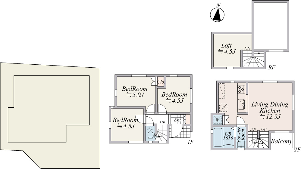 LDK12.9帖+ロフト付3LDK(建物面積58.11平米、建物価格2000万円)