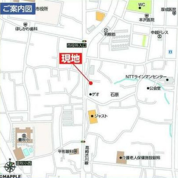 【 新築 渋川市石原 A号棟(全3棟) ハートフルタウン 新築建売分譲の地図】
