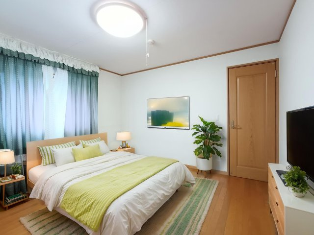 【洋室】　陽当たりの良い洋室は、家具の配置次第で自分らしい部屋作りが楽しめます。　※CG加工による空室・家具配置イメージです。