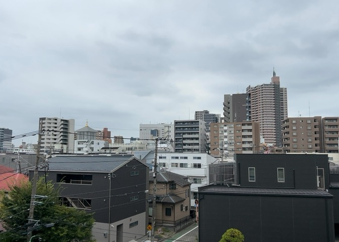 6階部分からの眺望写真です。前面に遮るものがなく、開放的な景色と豊かな陽光が広がります。原町田ふるさとの森の緑を感じられる周辺環境で、季節の移り変わりをバルコニーから楽しむことができます。