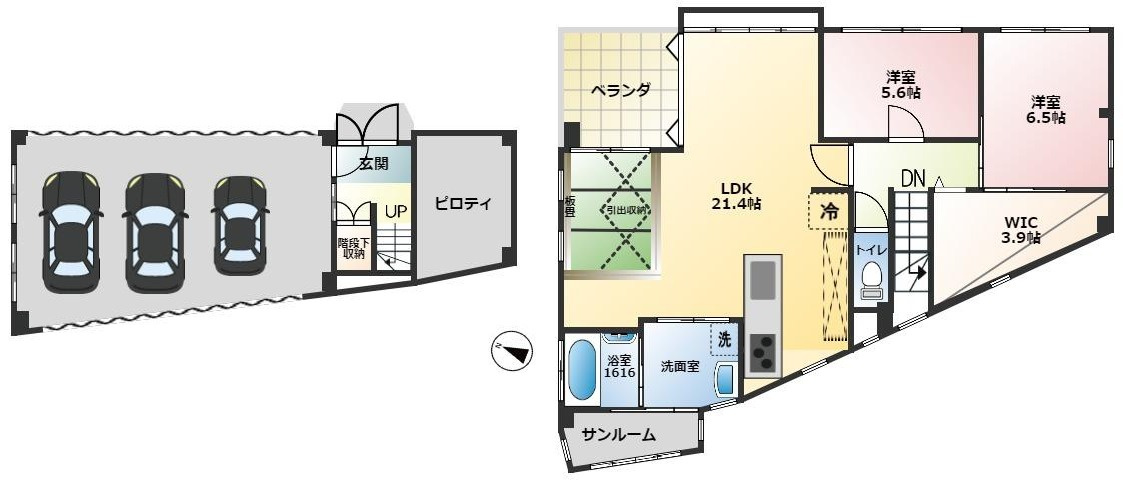 2SLDK　図面と現況に相違ある場合には、現況優先とします。　