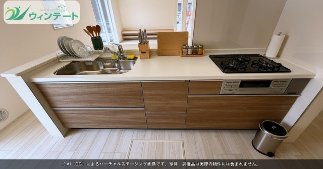 家族と会話を楽しみながら料理ができる対面式キッチン。お子様の様子も見渡せて安心です。