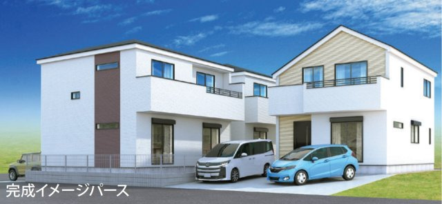 本パースは、イメージ図につき、風景、建物、植栽などについては施工後の現物との差異が生じます　つきまして本パースによって生じたいかなる損害については一切責任を負いません