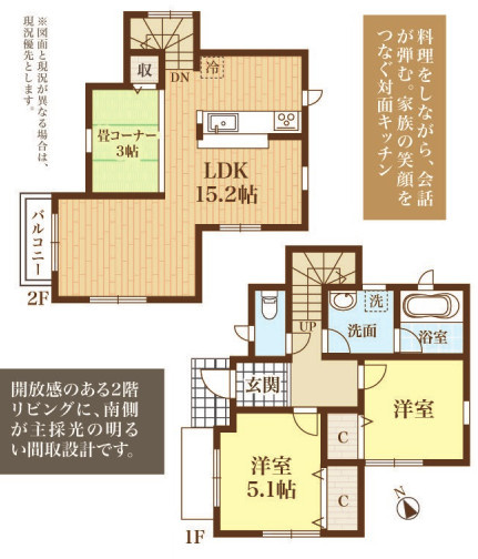 3LDKは、リビングダイニングキッチンと3つの居室がある間取り。ファミリー層に非常に人気の高い間取りで、広々としたリビングで家族団らんを楽しみ、個室でプライベートな時間も確保できるのが大きな魅力です。