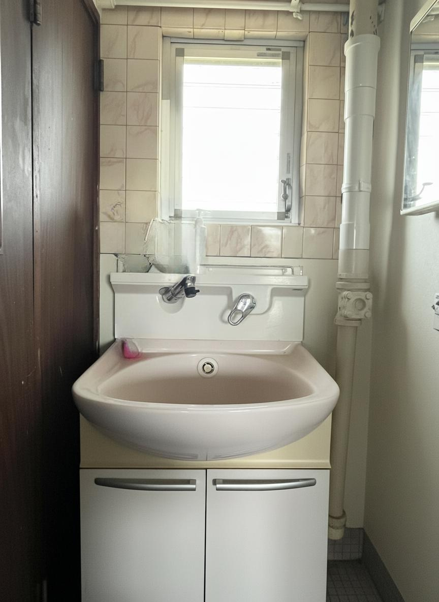 ※本画像は家具・荷物をCG加工により消去したものです。窓付きの洗面化粧台。朝の身支度も快適で、自然換気ができるのもうれしいポイントです。