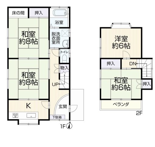 4Kは、キッチンと4つの居室がある間取りで、大家族や二世帯住宅、シェアハウスにも適しています。それぞれのプライベート空間を確保し、共同生活を送ることができ、収納スペースも十分に確保できるのが魅力です。