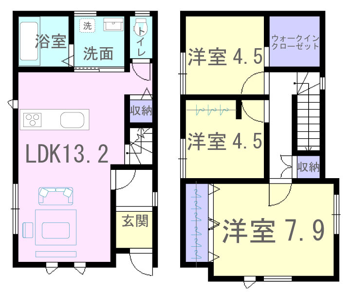 3LDK+S（ウォークインクローゼット）の新しい間取りです！
