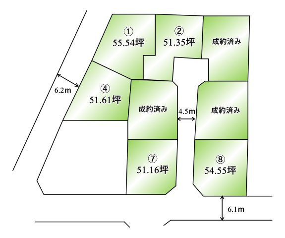 【笛吹市石和町川中島区画⑧　売地の間取り】