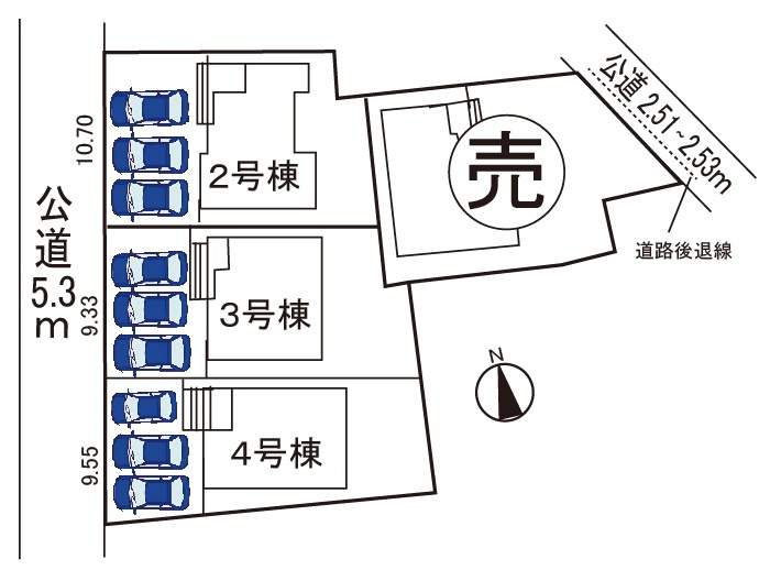 駐車場並列3台可！