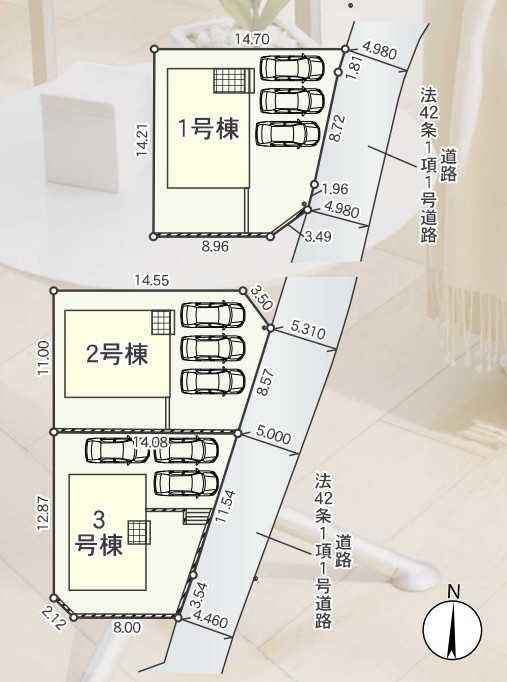 区画図　全3棟