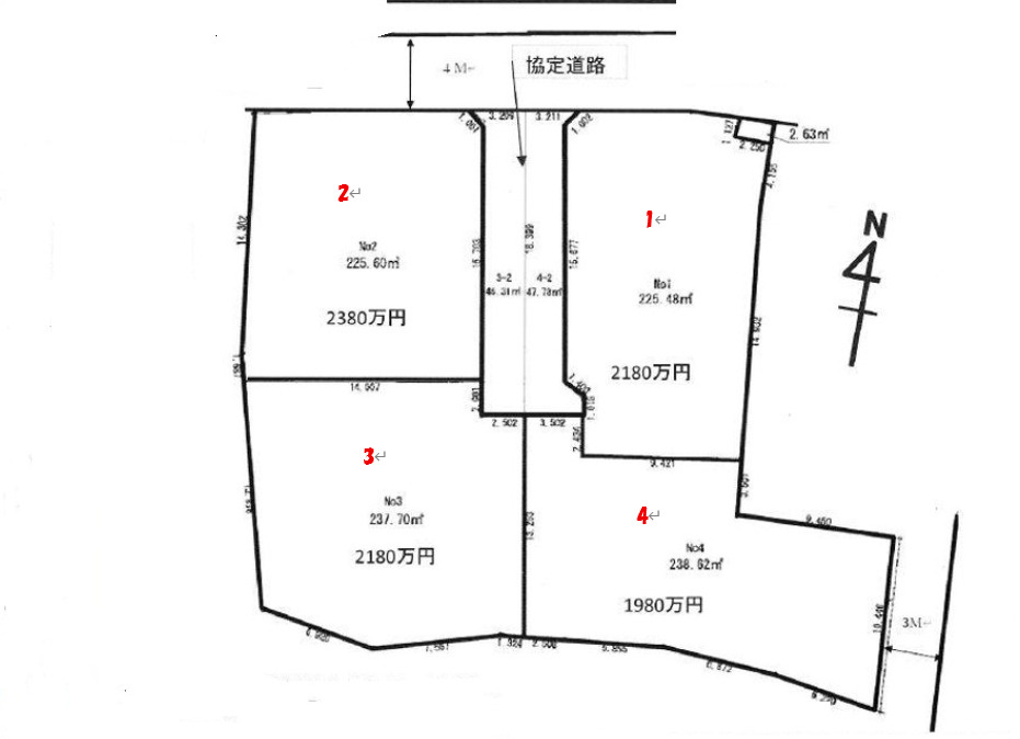 全区画68坪以上のゆったりとした敷地になります。建築条件なしにつきお好きなハウスメーカー・工務店で建築可能！