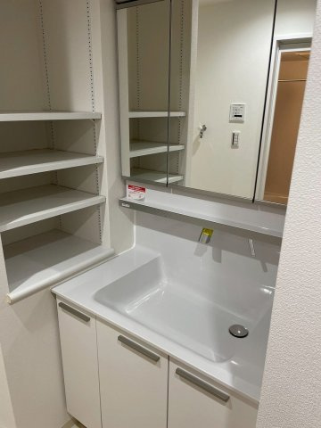朝のあわただしい時間、身支度に欠かせない洗面化粧台　シャワーヘッドでシャンプーもOK