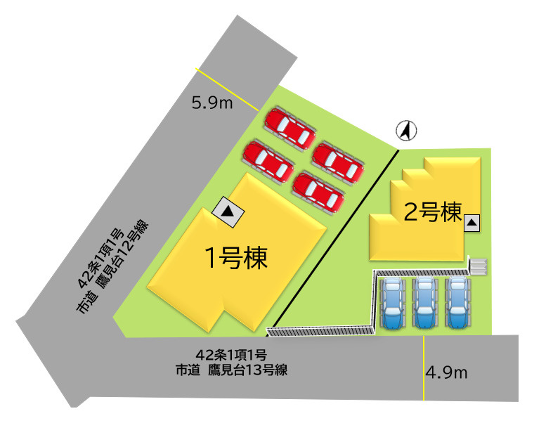 全2区画の販売です。1号棟をご参照ください。不明点はお気軽にお問い合わせください。