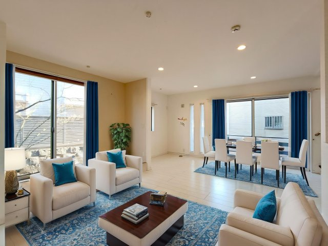 【LDK約21帖】　広いLDKでは家族が集まり一緒の時間がすごせる工夫がされております。何気ない一日の当たり前のひとコマが宝物に。※写真はＣＧイメージです。