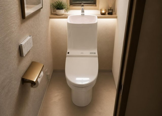 清潔感のあるトイレには利便性の高い温水洗浄便座が設置されています。本物件は1階と2階の計2箇所にトイレがあるため、朝の忙しい時間帯もご家族同士で混雑することなく快適にお使いいただけます。