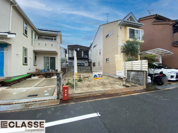 【城陽市平川長筬　売土地　建築条件付きの前面道路含む現地写真】