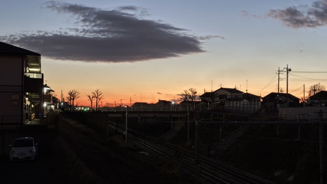 駐車場からの眺望　夕焼けがきれいですね♪