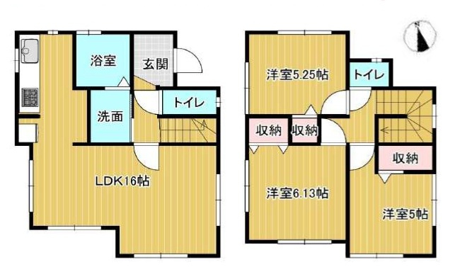 家族でゆったり過ごせるLDK16帖、主寝室6.1帖、室内に明るい日差しが差し込む全室2面採光の3LDK。