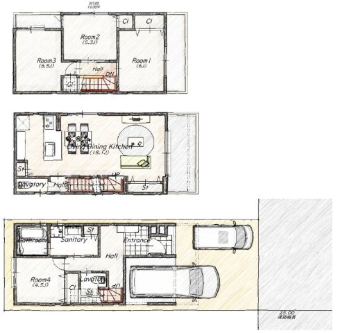 【1階水廻りプラン図】