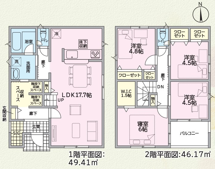 3号棟間取図　敷地面積：160.28？　延床面積：95.58？