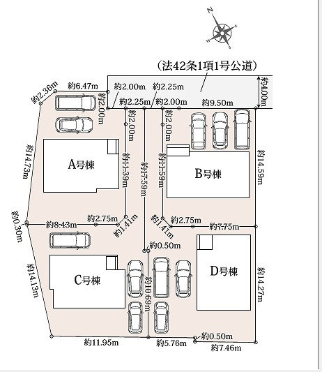 ●区画図●　前面道路も広く駐車もらくらくスムーズ♪