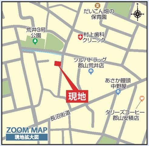 【郡山市安積北井2丁目 1号棟 安積第1小学校、安積中学区の地図】