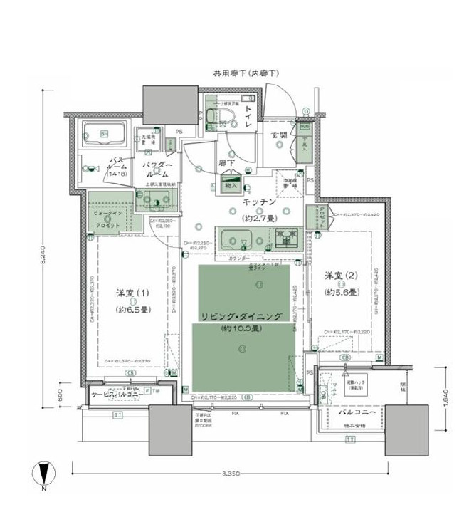 【間取り】30階・北向きにつき眺望良好！廊下短く無駄のないプランです☆