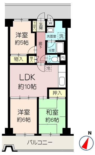 シャルム稲毛（２階）の区画図
