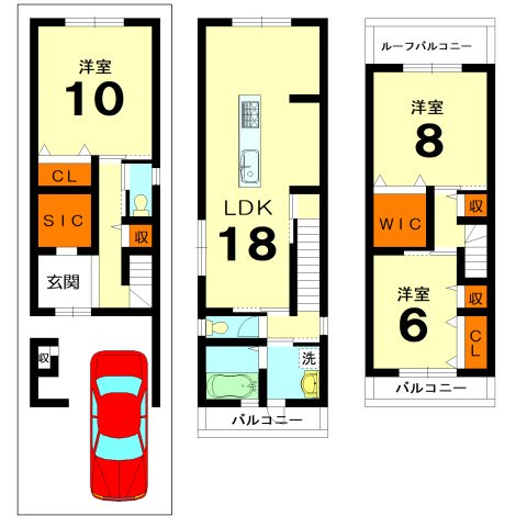 建築条件付　　建物参考プラン　価格：2500万円　　床面積107.03？　