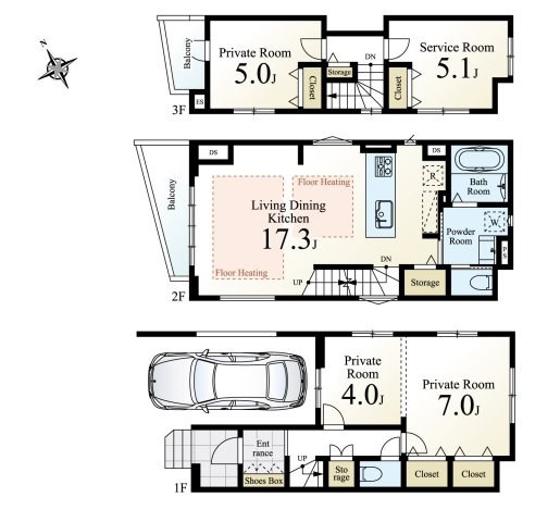 家の中心でもあるLDKは18.4帖の開放感　大型WIC+大型パントリー+玄関収納・・　豊富な収納が魅力です　路地上部分あり