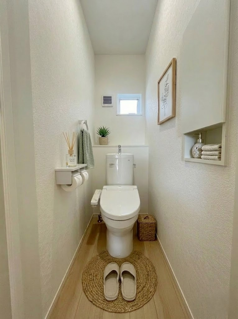 ウォシュレット機能付きトイレです。タオルリングやペーパーホルダーも完備です。※画像はイメージです。