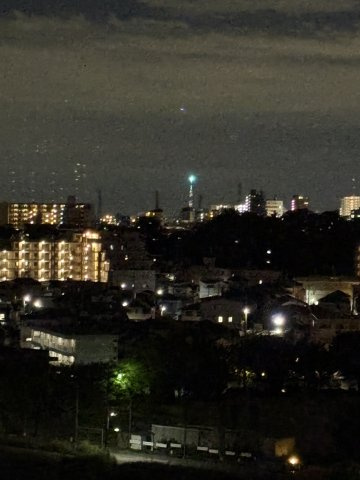 夜は、遠いですが真正面にキラキラ輝くスカイツリーが見えます