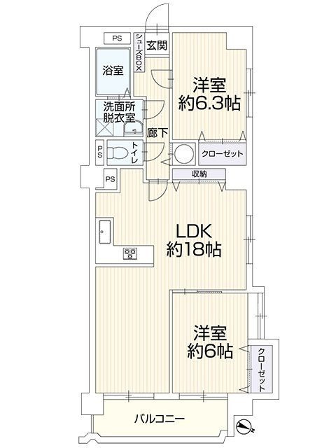 フルリフォーム済み2LDK、72平米超のためファミリーにおすすめ◎