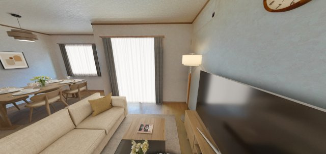 【LDK】大きめのソファも設置可能です。来客の際もゆったりとくつろげます。※CG加工された画像のため、実際とは異なる場合がございます。