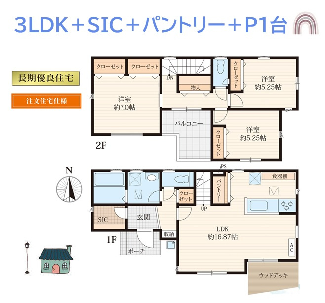 収納豊富で空間を活かした開放感溢れる南向き3LDKプラン◎　　景観が整った分譲地内のお住まいです。