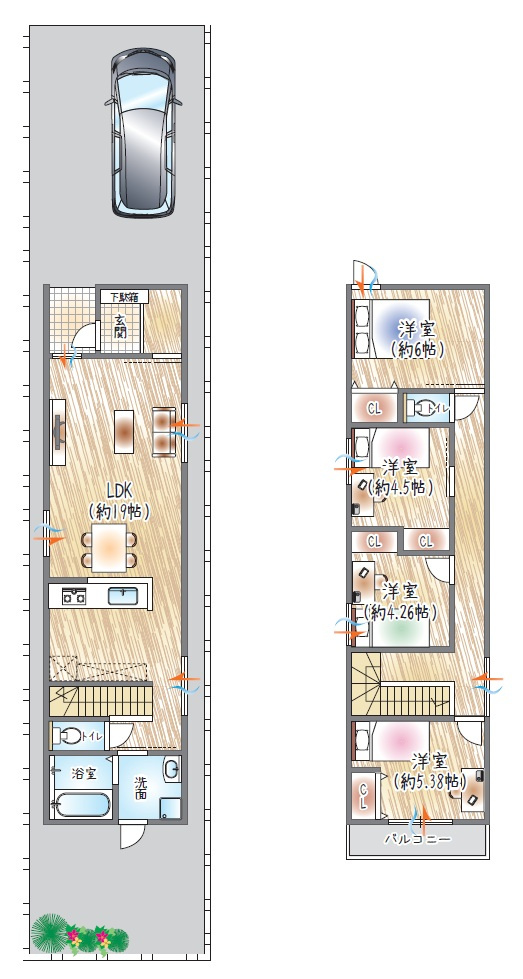 【参考プラン？】(ベストプラン建物価格：2480万円～)　■建物面積：100.19？　■2階建て×4LDK　1階に水廻りにギュッと集約！家事効率がupする設計♪