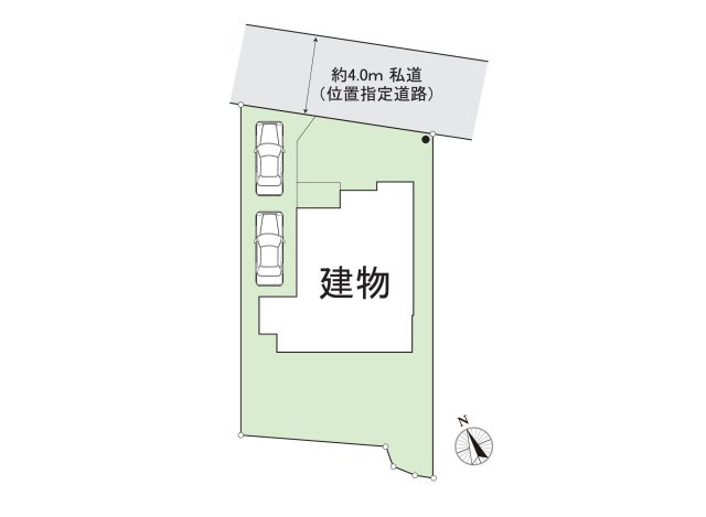 カースペース2台、南側に庭があり陽当たり良好です。