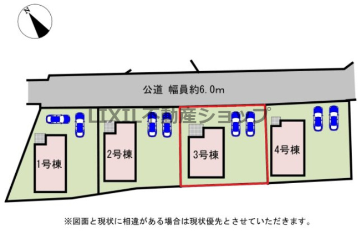 【区画図】3号棟　区画図です。スーパー・コンビニ徒歩10分の便利な立地