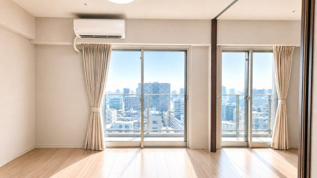 南西向きの大きな窓からたっぷり陽光が差し込む明るいリビング。高層階ならではの開放感ある眺望が魅力で、毎日を心地よく過ごせる明るい住空間です。