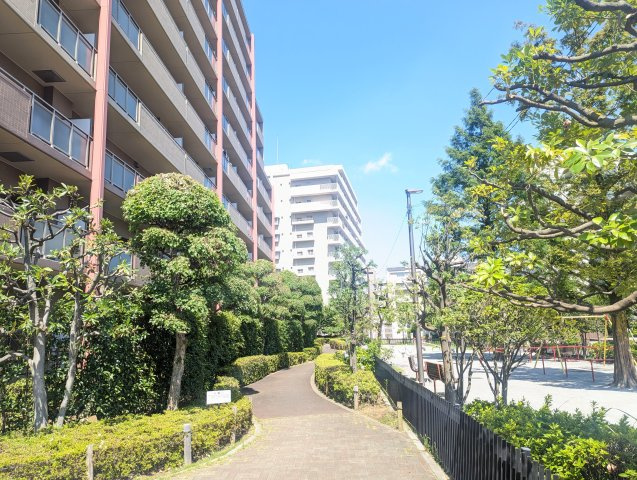一般の人も歩けるようになってます。駅前なのに緑が多くて良いですね。
