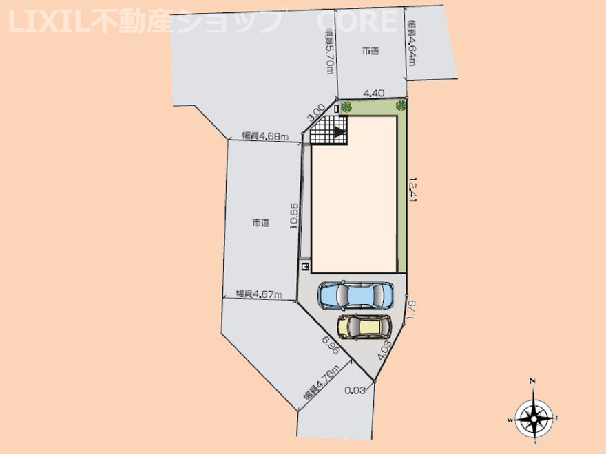 開放的な角地に立地！車種によりますが、カースペースは嬉しい2台分ございます。