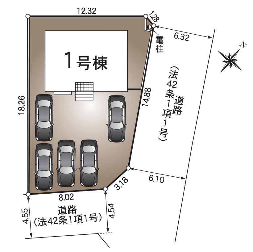 車を5台置くことができます。