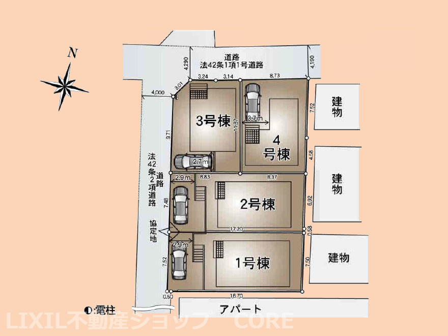 こちらは4号棟です。ゆったりとしたカースペースもございますので、ご安心下さい！