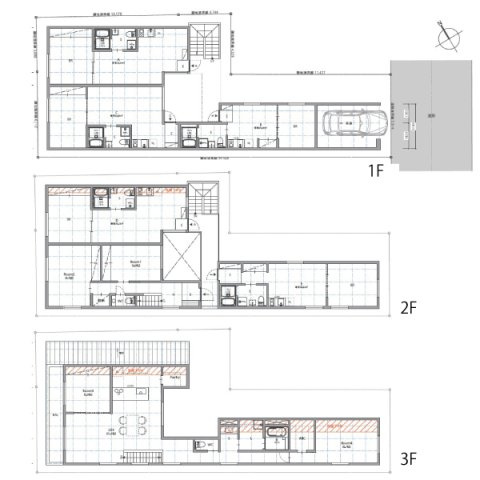 賃貸併用/建物参考プラン3階建4LDK＋1LDK×5＋P、延床面積333.58？、参考価格1億5000万円