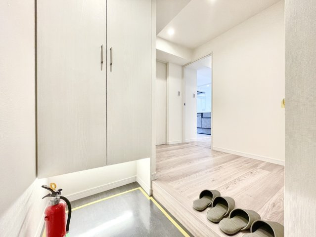 開放感のある玄関ホールながら居住空間までの視線が入らない設計プランです