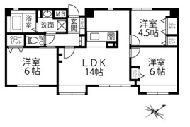 調布市多摩川の中古マンションの間取り